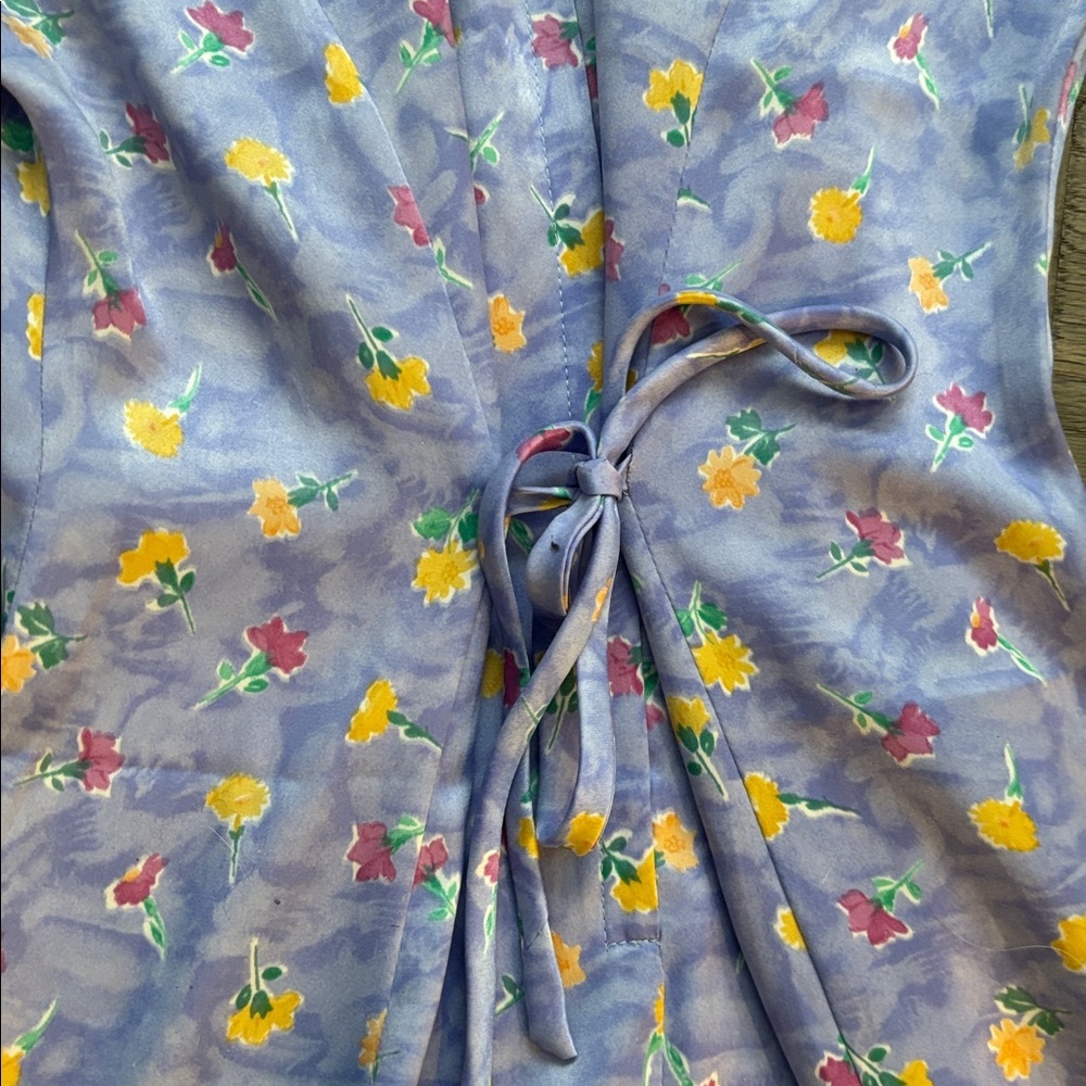Blowing Bubbles | Vintage 1980’s Light Purple Floral A-Line Dress Flowy Large - Picture 10 of 12